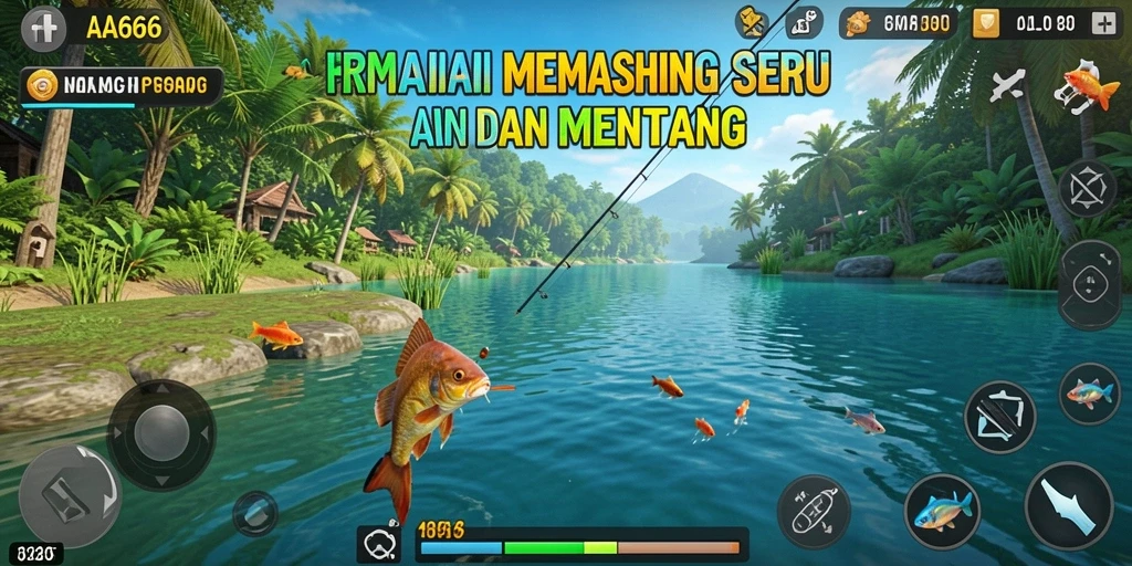Tampilan gameplay AA666 yang menampilkan keseruan memancing.