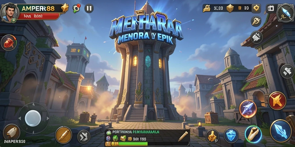 Tampilan seru dari gameplay Tower Defense AMPER88 yang menantang.