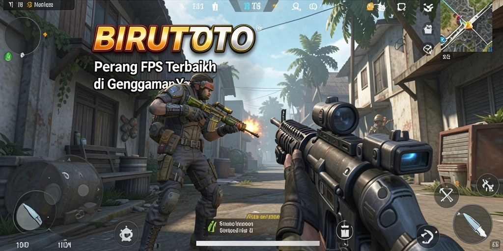 Screenshot BIRUTOTO yang menampilkan aksi tembak-menembak seru.