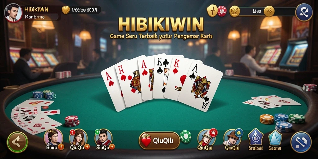 Screenshot HIBIKIWIN menampilkan aksi seru permainan QiuQiu.