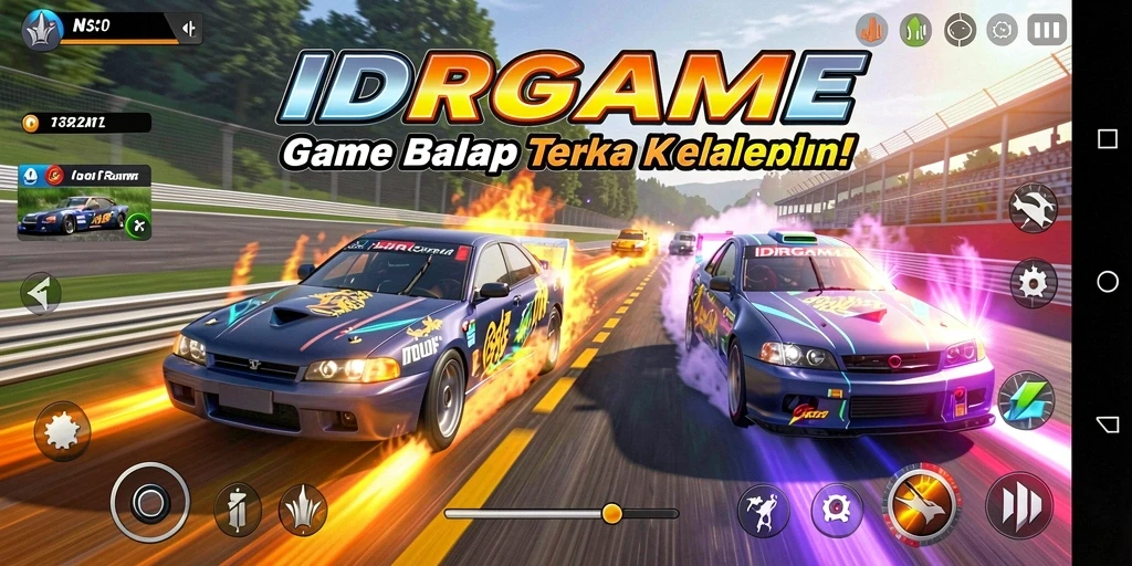 Gameplay balapan mendebarkan di IDRGAME dengan berbagai mobil