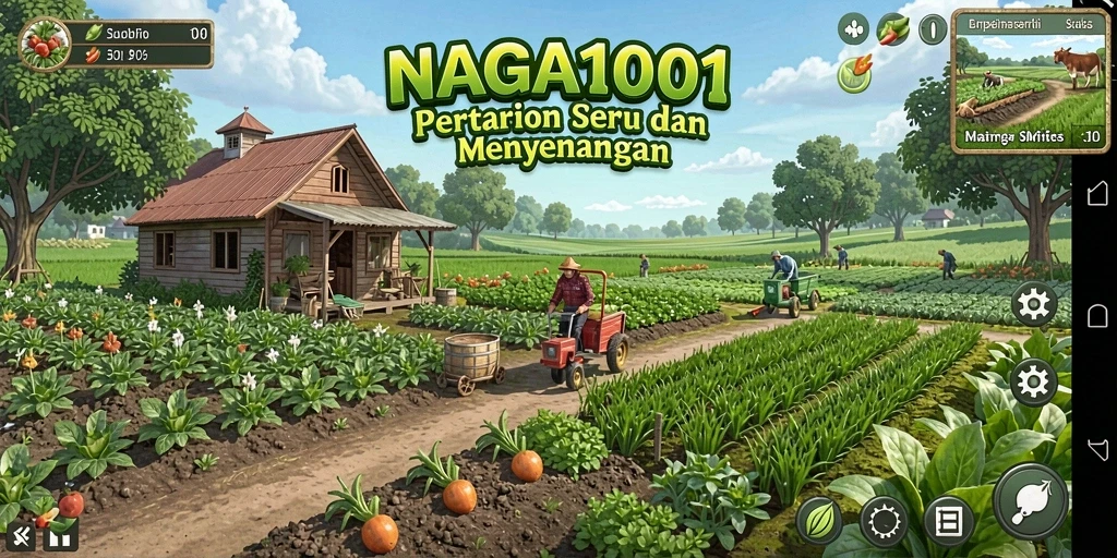 Screenshot gameplay NAGA1001 menunjukkan aktivitas bertani yang seru dan interaktif.