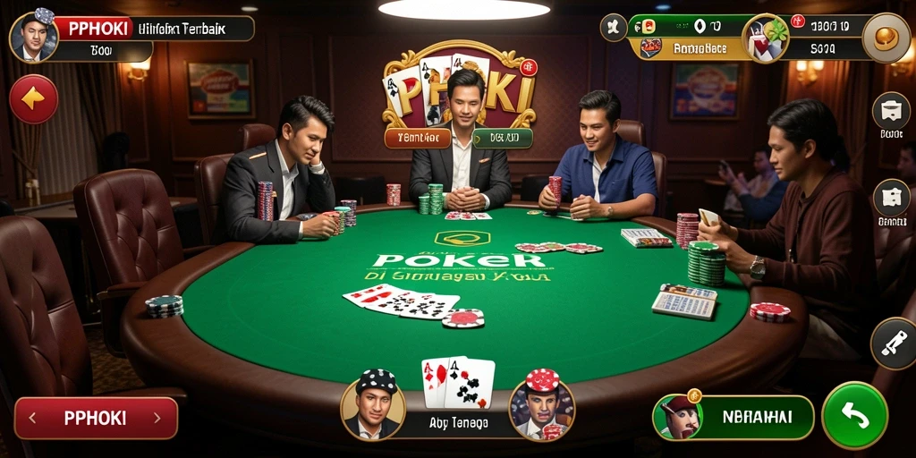 Screenshot utama PPHOKI yang menampilkan gameplay seru poker.