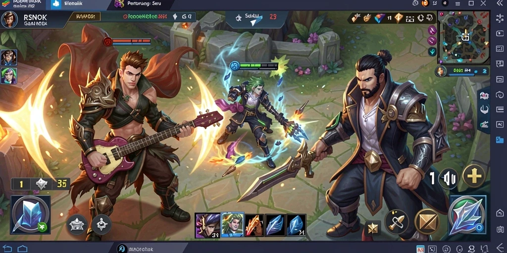 Gameplay seru dalam RSNOK dengan aksi MOBA yang intens.