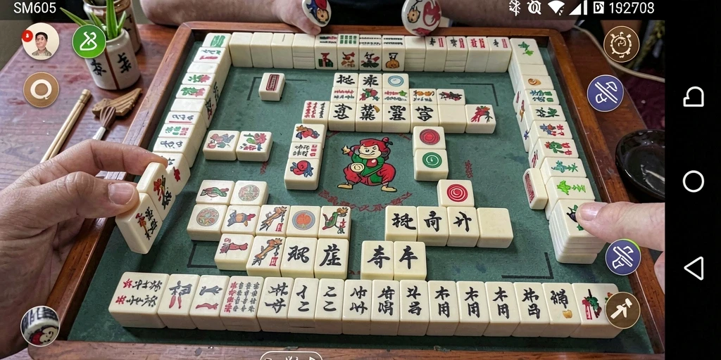Screenshot SM605 menunjukkan gameplay Mahjong yang menarik dan penuh strategi.