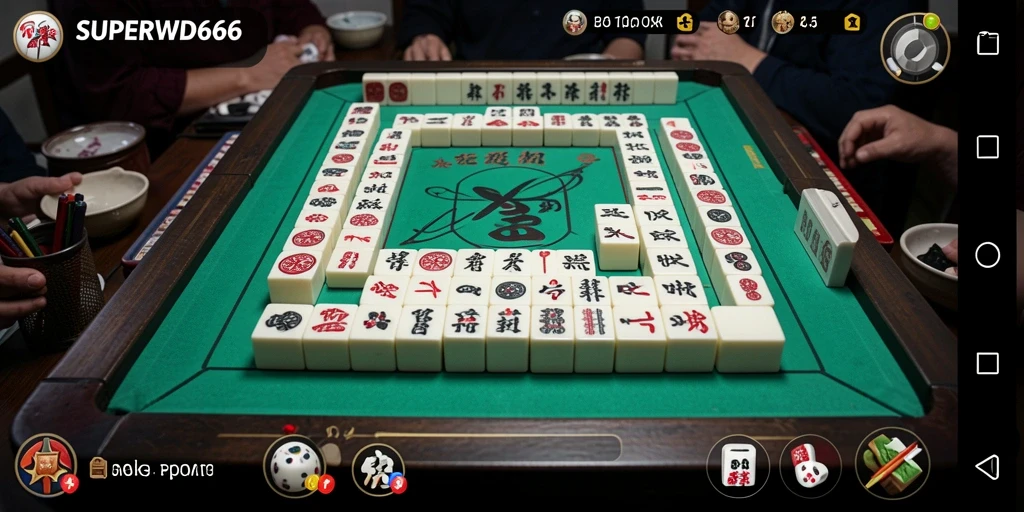 Tampilan mendebarkan dari gameplay Mahjong di SUPERWD666.