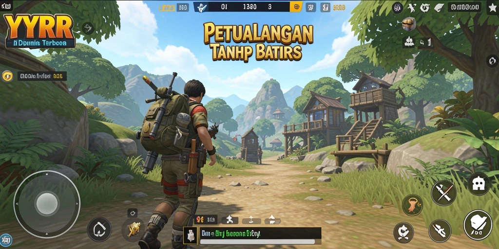 Tangkapan layar utama YYRR menampilkan gameplay eksploratif di dunia terbuka.